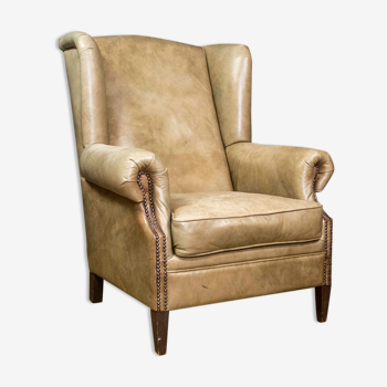 Vintage wingchair Dutch Sheepskin (cuir de mouton)