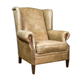 Vintage wingchair Dutch Sheepskin (cuir de mouton)