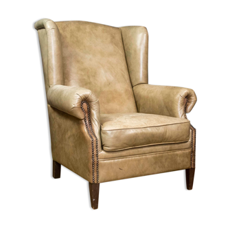 Vintage wingchair Dutch Sheepskin (cuir de mouton)