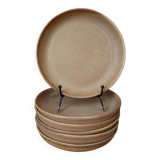 6 assiettes plates à rebords en grès