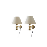 24 carat gold plated teardrop wall lamps by Hugo Asmussen, Denmark, 1970s, set of 2