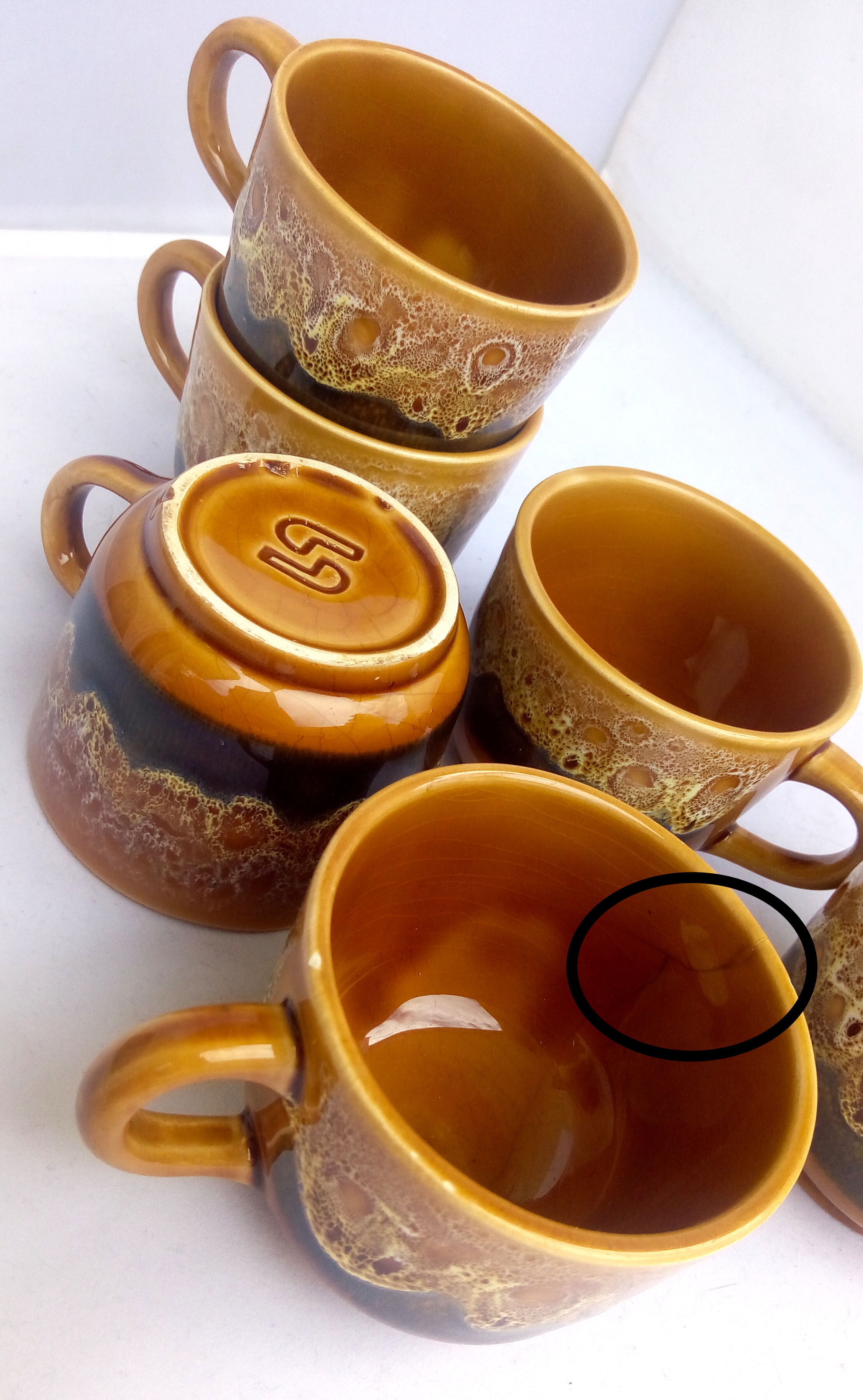 6 cups Sarreguemines model Hawaii