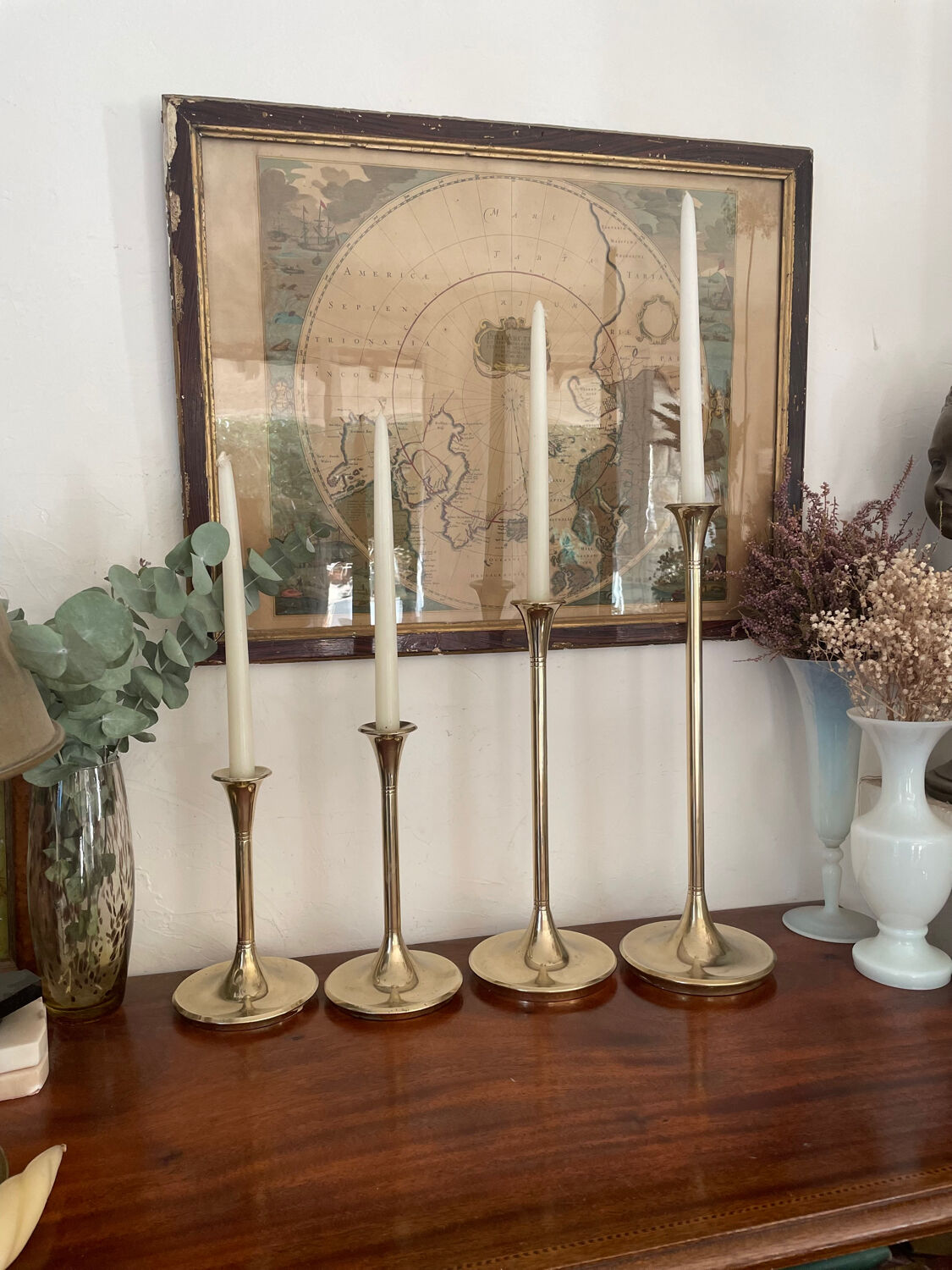 Set of 4 brass candle holders from Villeroy & Boch 45 to 21cm