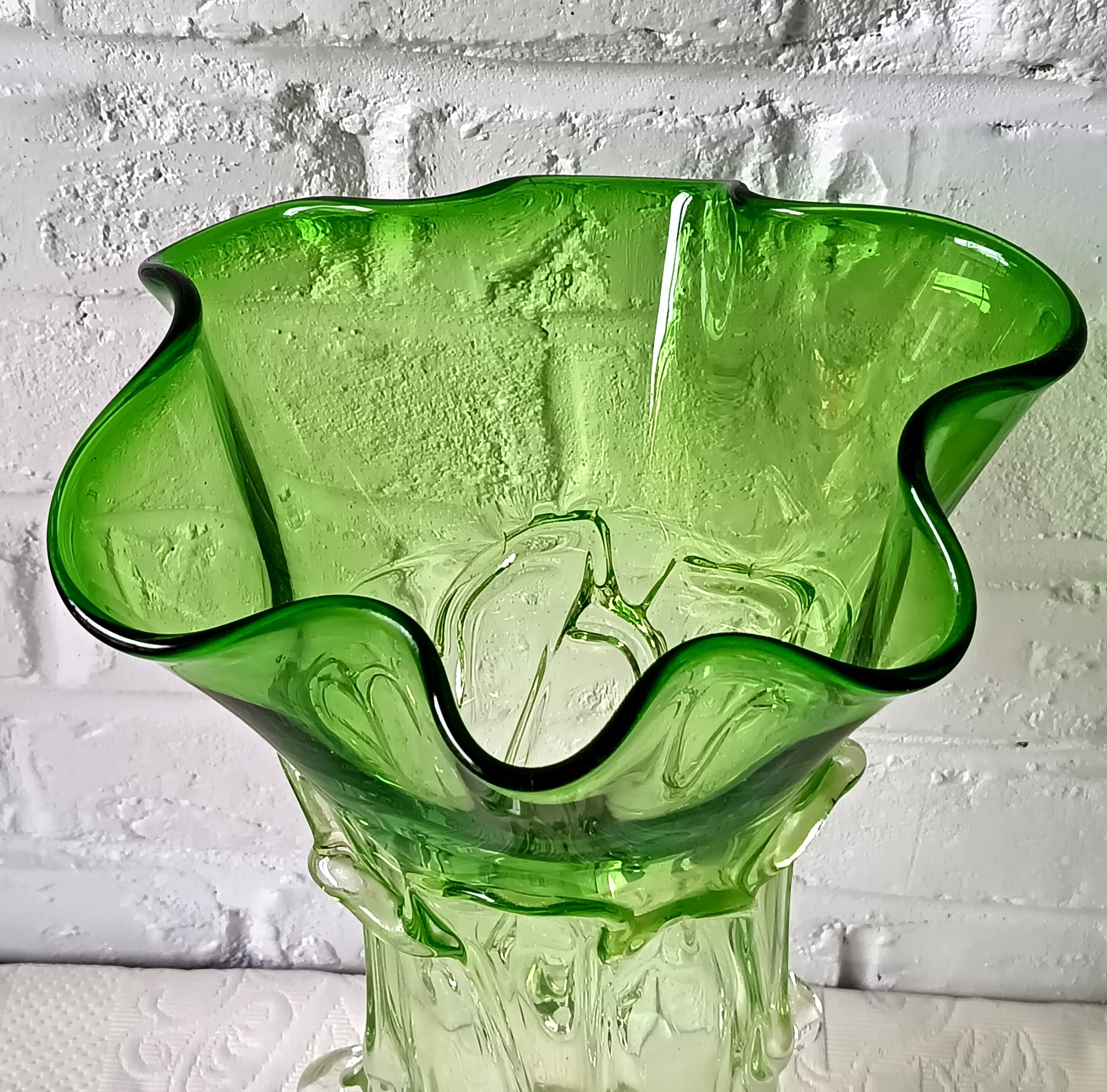 Grand vase verre vert vintage