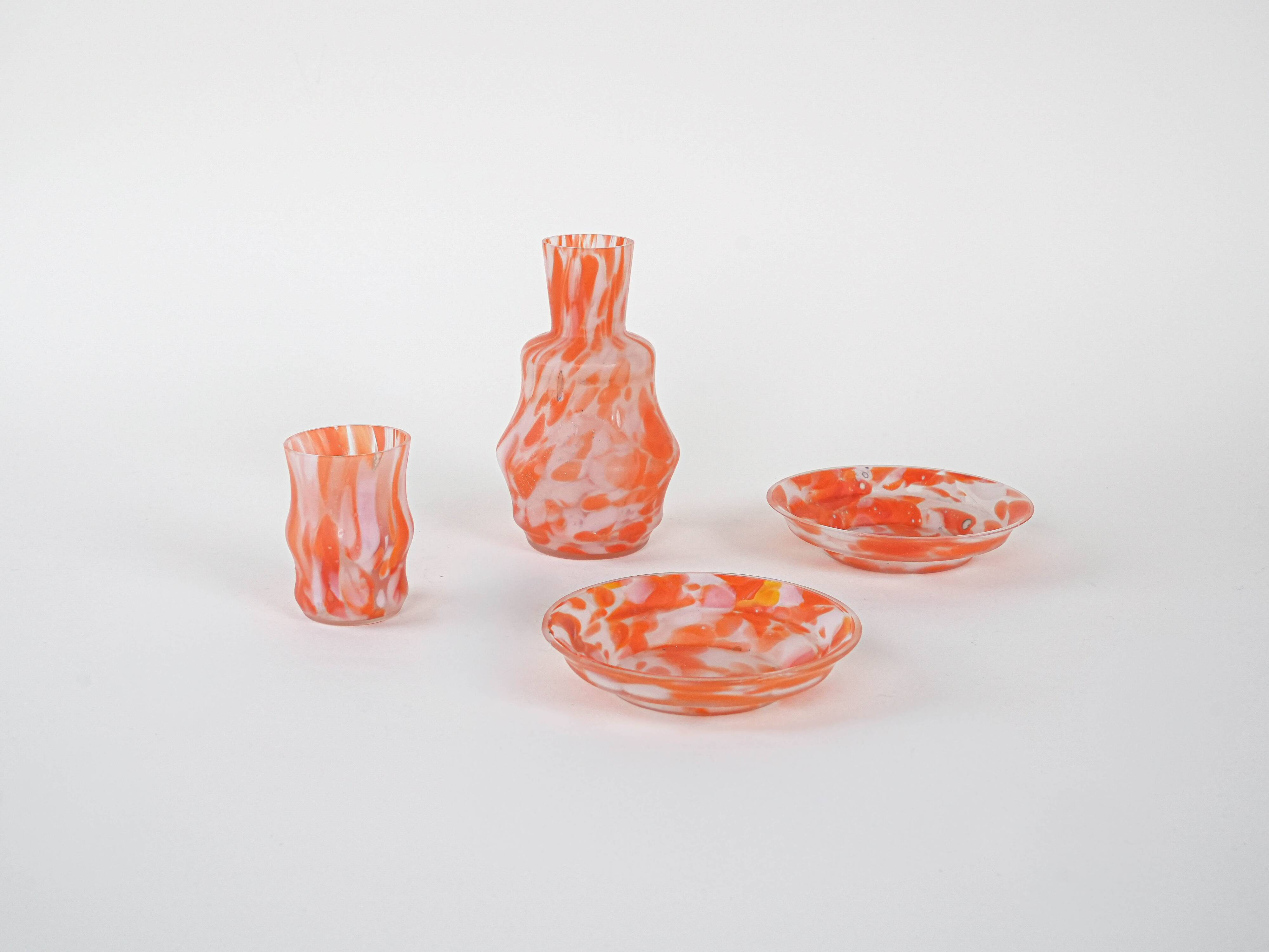 Set of artistic glass items, Italian design, 1970s, production: Italy