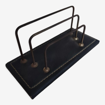 Vintage stitched leather mail holder