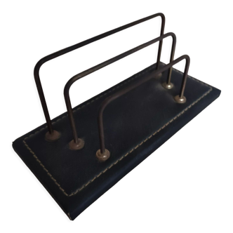 Vintage stitched leather mail holder