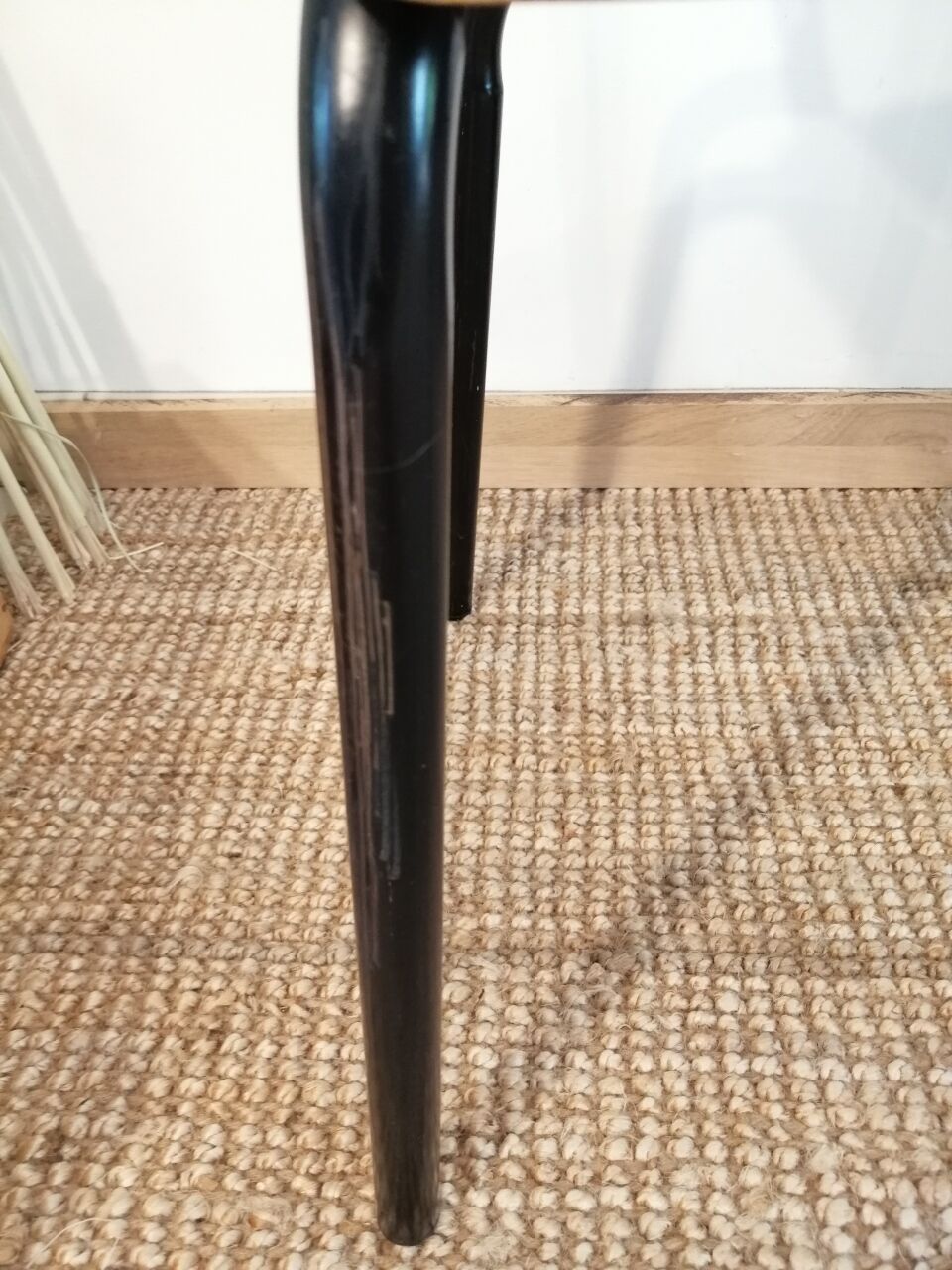 Series of 4 wooden and metal school chairs