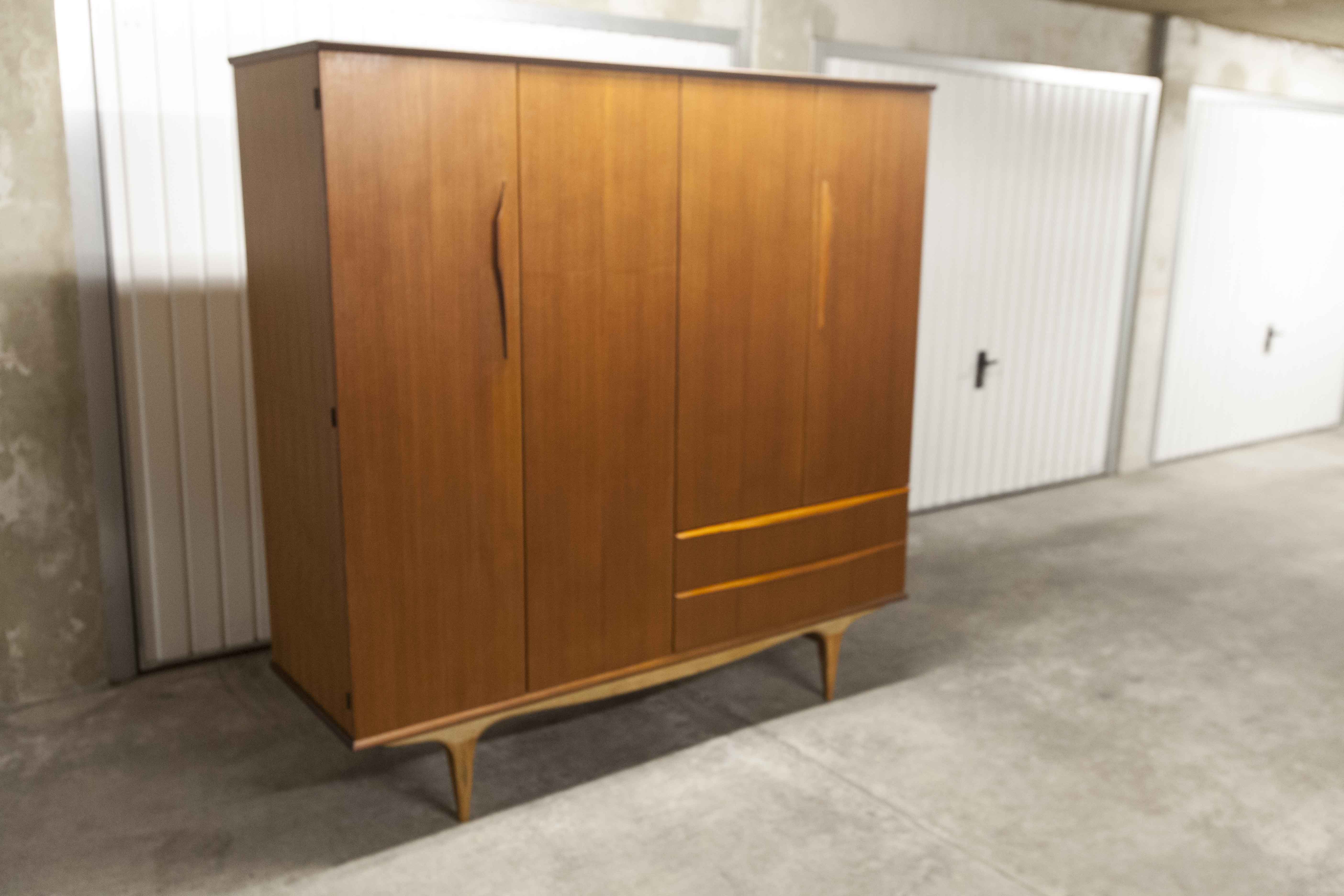 Scandinavian teak cabinet 1960 with mounting plan