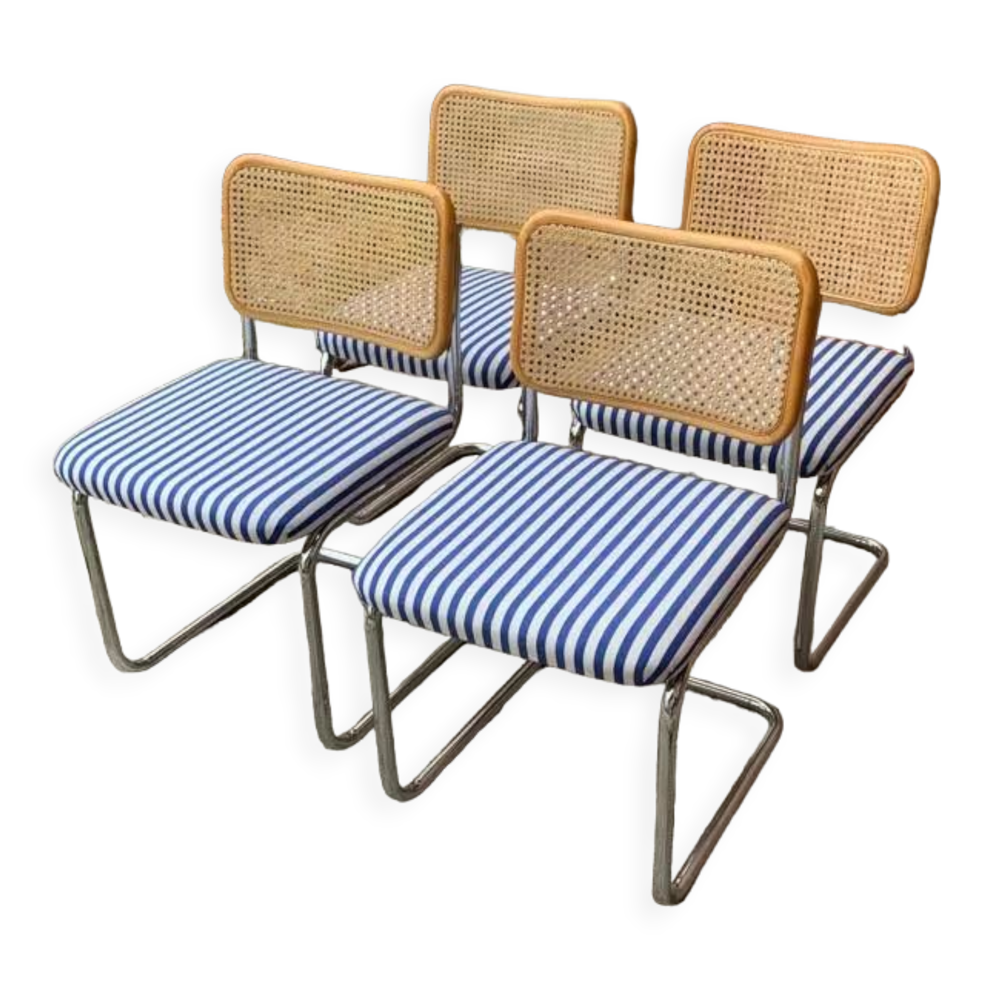 Italian Marcel Breuer B32 Cesca Chair, 70s set of 4