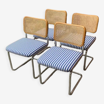 Italian Marcel Breuer B32 Cesca Chair, 70s set of 4