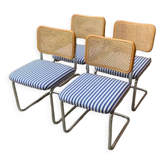 Italian Marcel Breuer B32 Cesca Chair, 70s set of 4