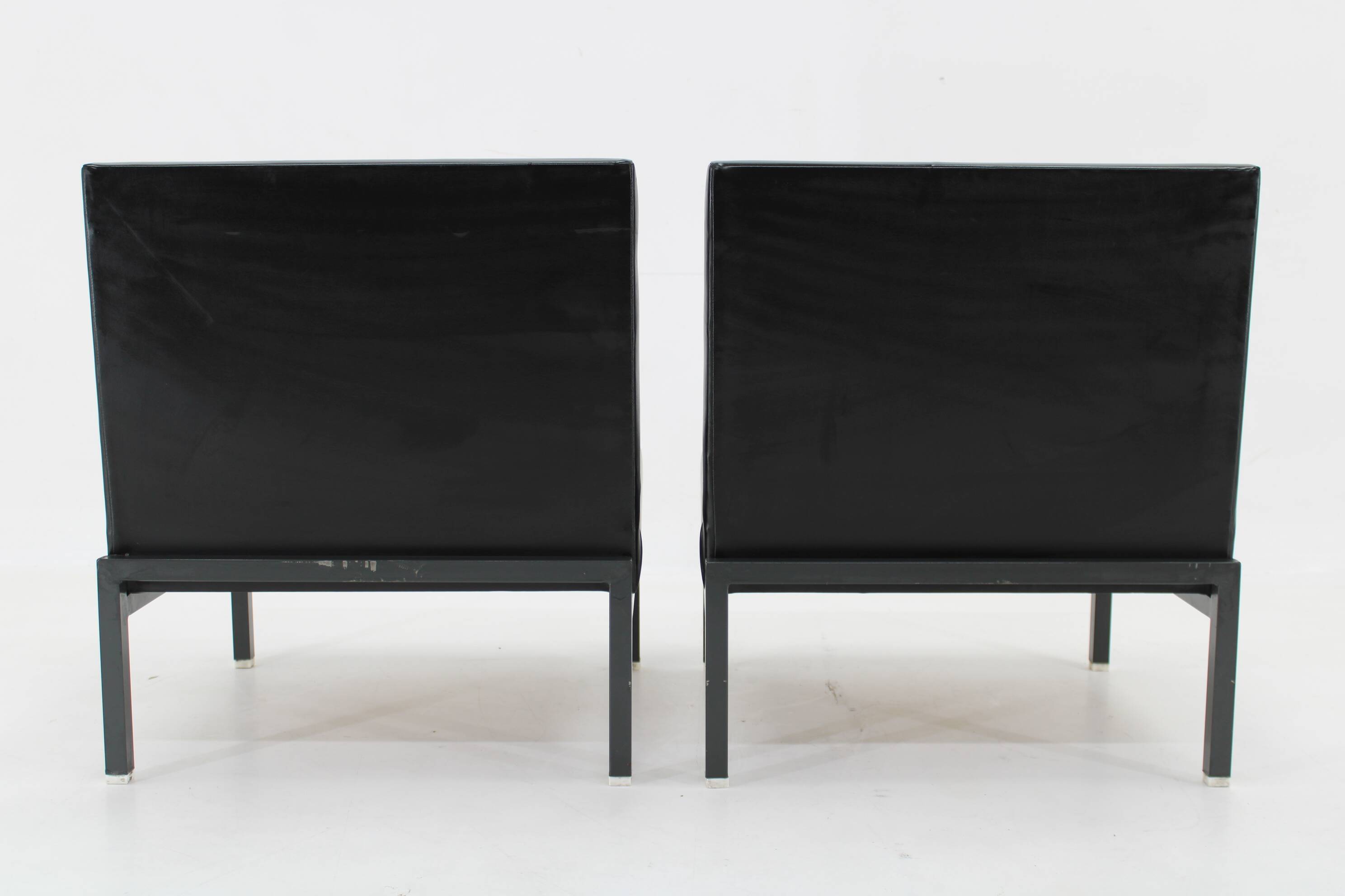 1970s Pair of Leatherette Lounge Chairs , Czechoslovakia
