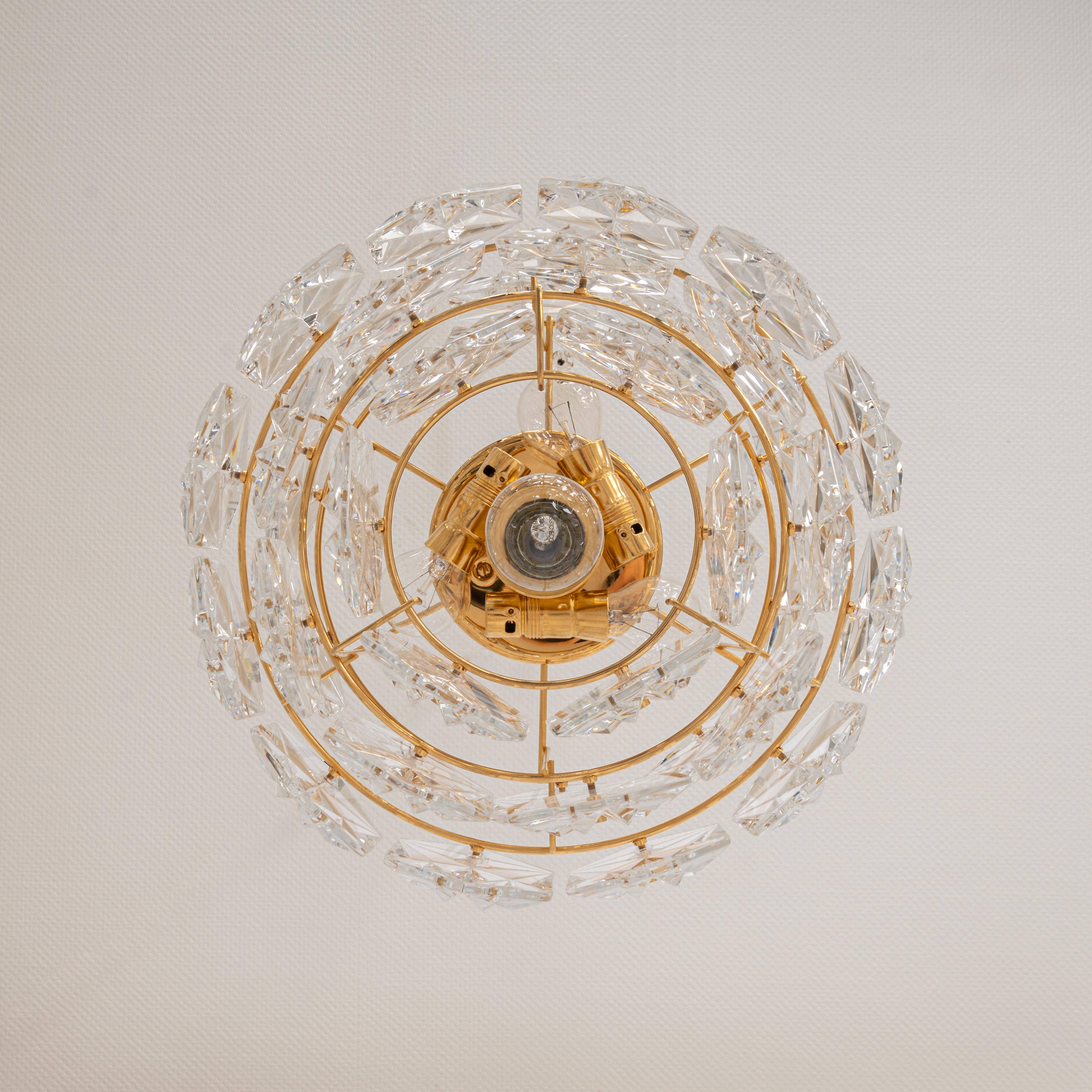 Chandelier, Brass and Crystal Glass by Kinkeldey, Germany, 1970s