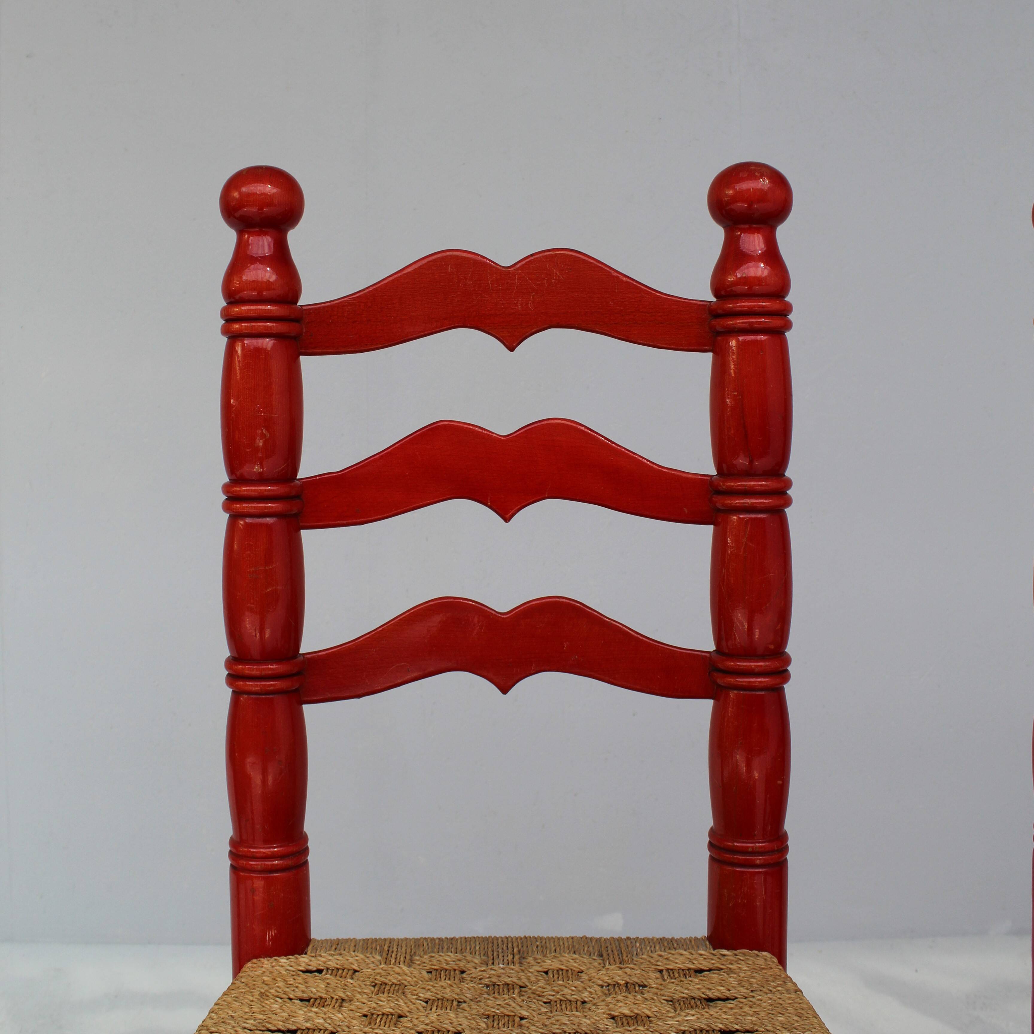 Set red Italian Rush Chairs