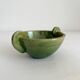 Antique green glazed ceramic bowl with handles, Tamegroute type