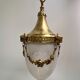 Suspension lamp in gilded bronze and frosted glass nineteenth century