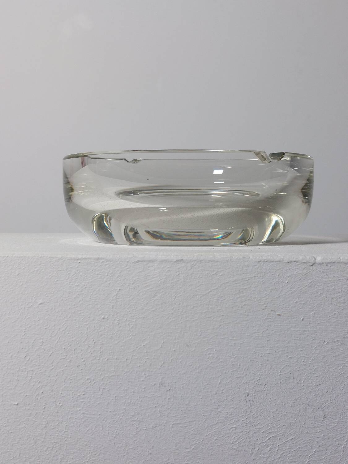 Vintage mid century hand cut crystal glass cigar ashtray