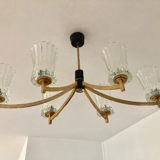 Chandelier 6 fires 1950 solid brass