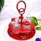 Table condiment server red metal turntable 6 vintage pieces