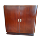 Meuble vintage musique placage acajou sur roulettes