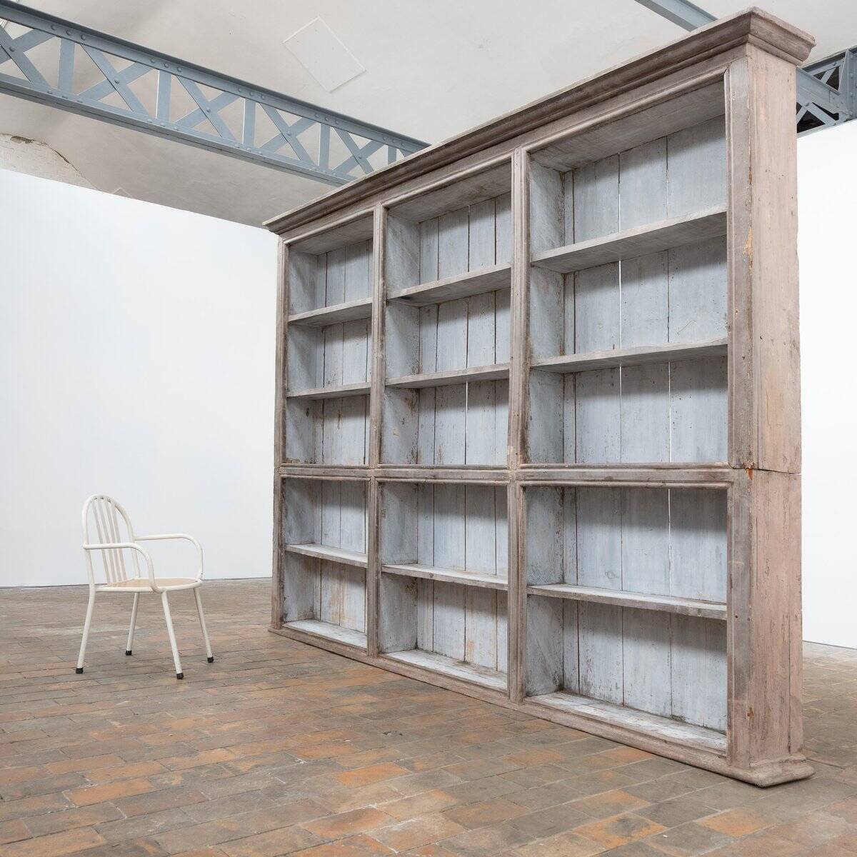 Large Antique French Painted Wooden Bookcase, 1830