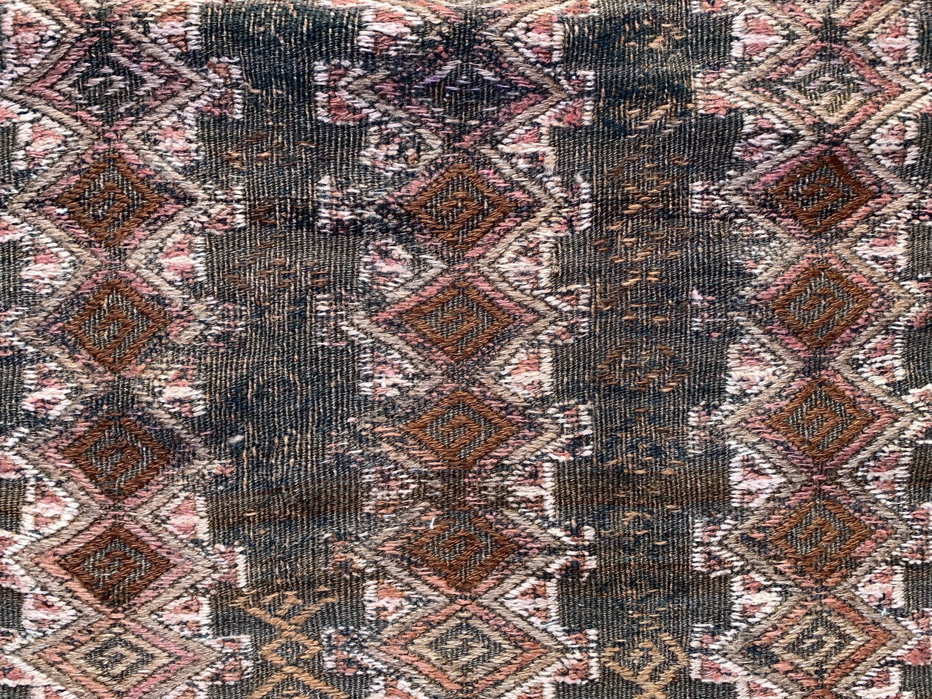 Large Vintage Turkish Kilim Rug 180x182 cm Wool Kelim, Square