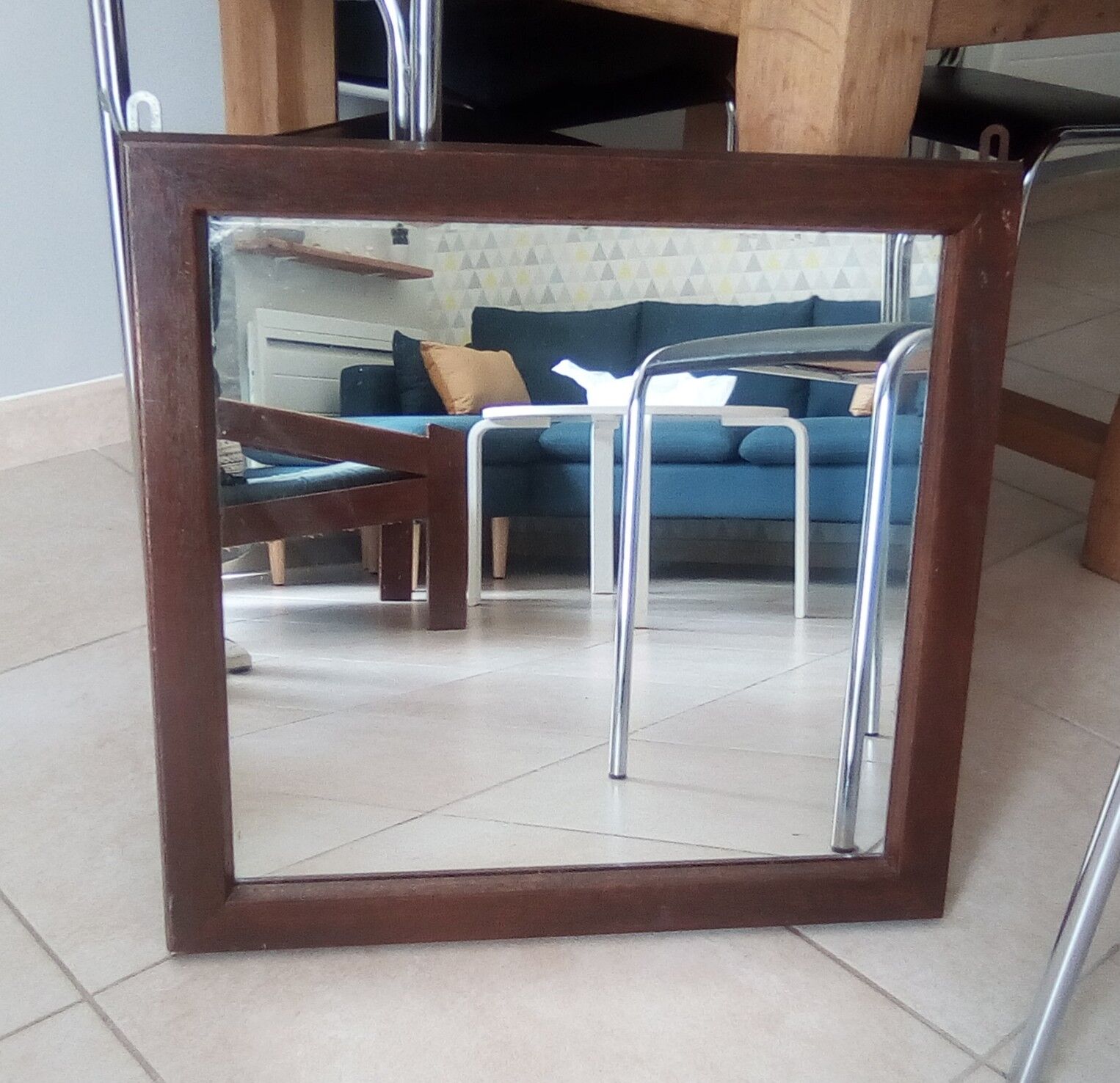 Scandinavian mirror 57-57 50s in solid teak