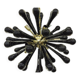 Italian Glass Sputnik Gold With Black Drops Chandelier