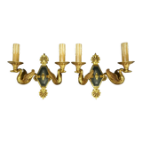 Pair of empire style swan sconces - petitot