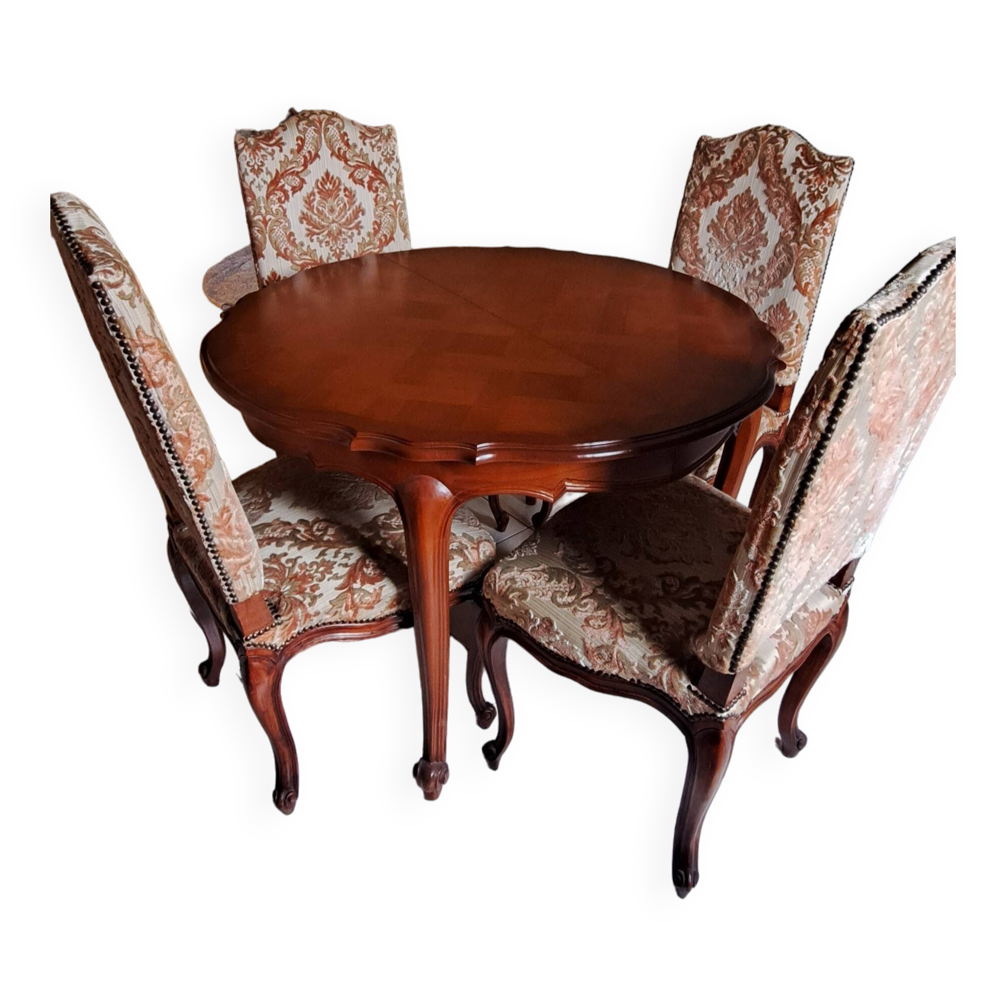 Table merisier ronde /ovale 2 rallonges