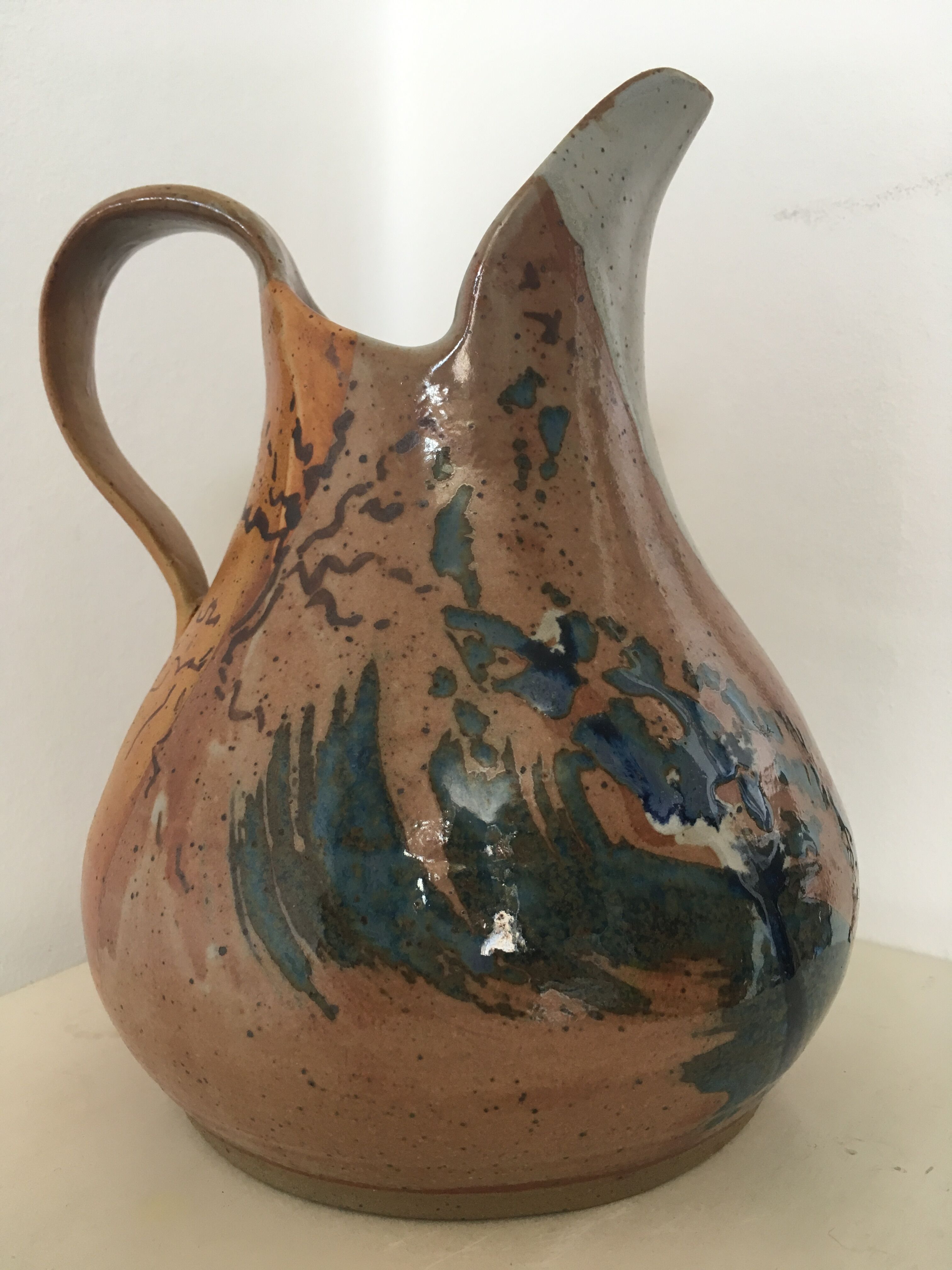 Artisanal pitcher enamelled terracotta