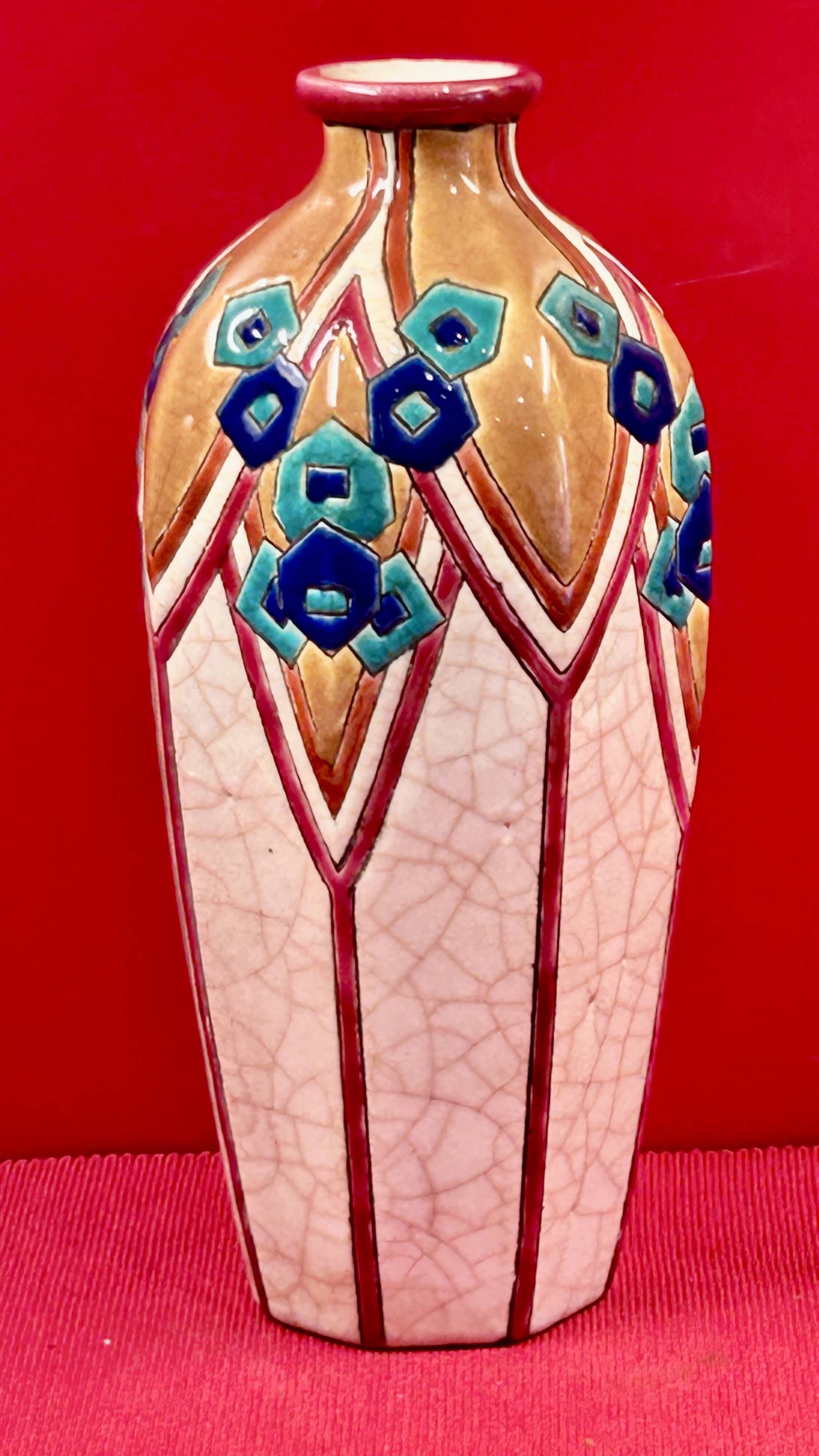 Vase Longwy Art déco décor géométrique