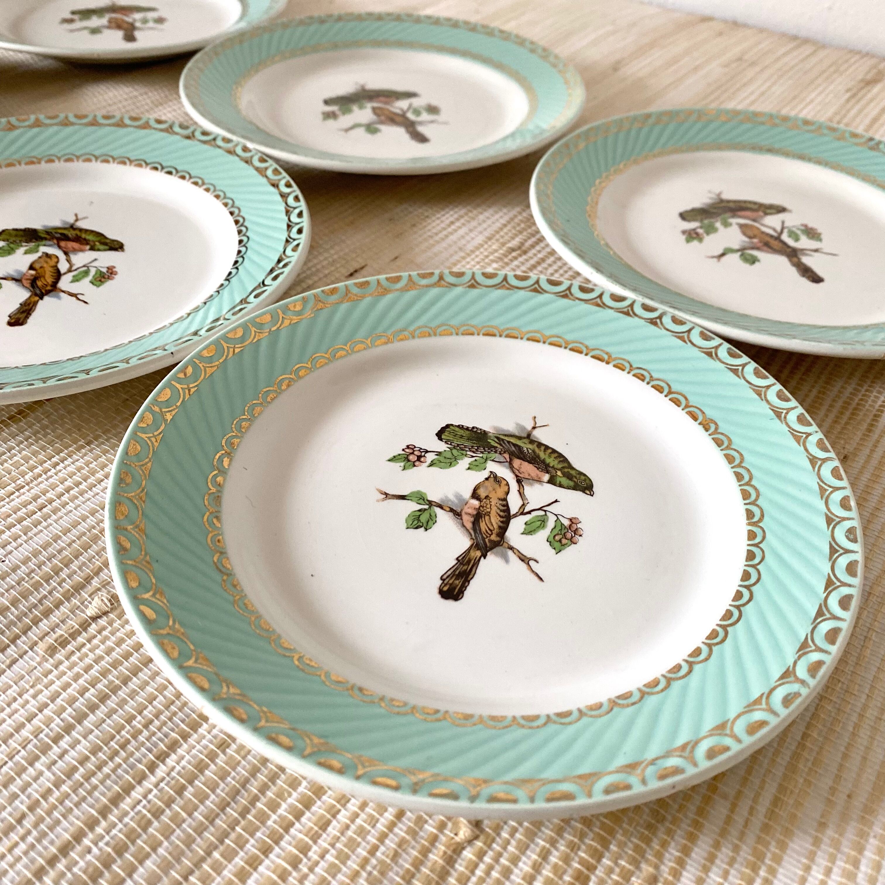 Vintage bird dessert plates