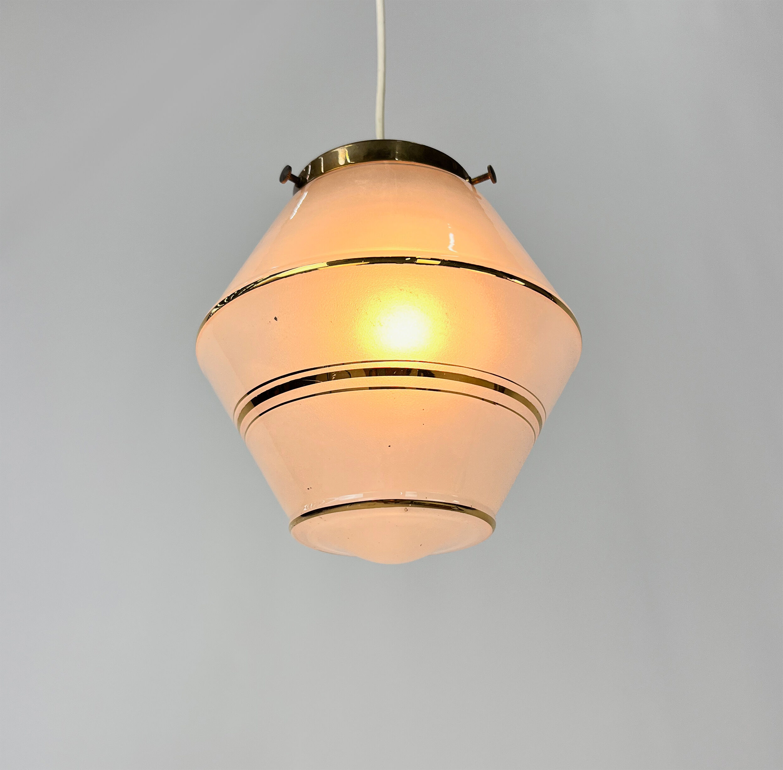 Art Deco Opaline Glass Pendant Lamp, 1930s