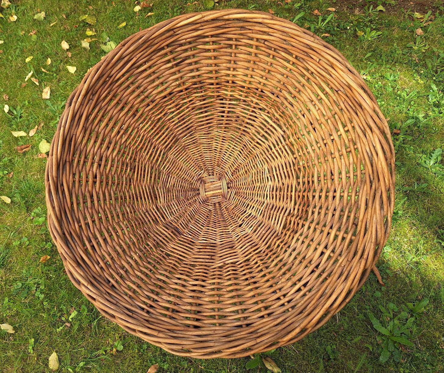 Rattan and iron swivel pod chair, 1960s