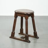 Antique Dutch oak stool from the early 19th century with a nice design