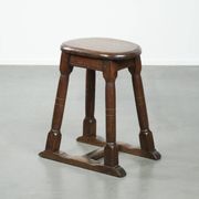 Antique Dutch oak stool from the early 19th century with a nice design