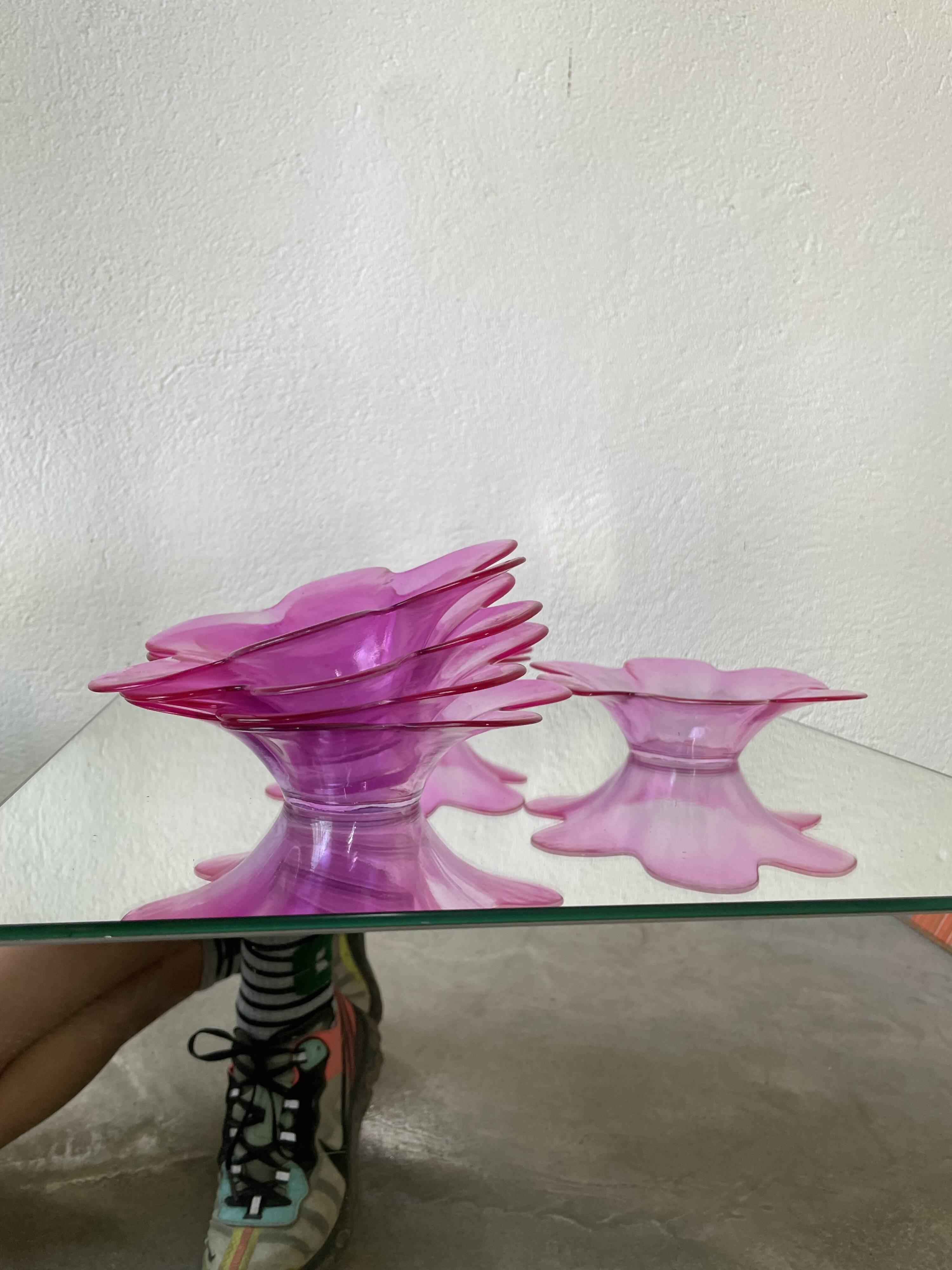 6 pop pink glass cups