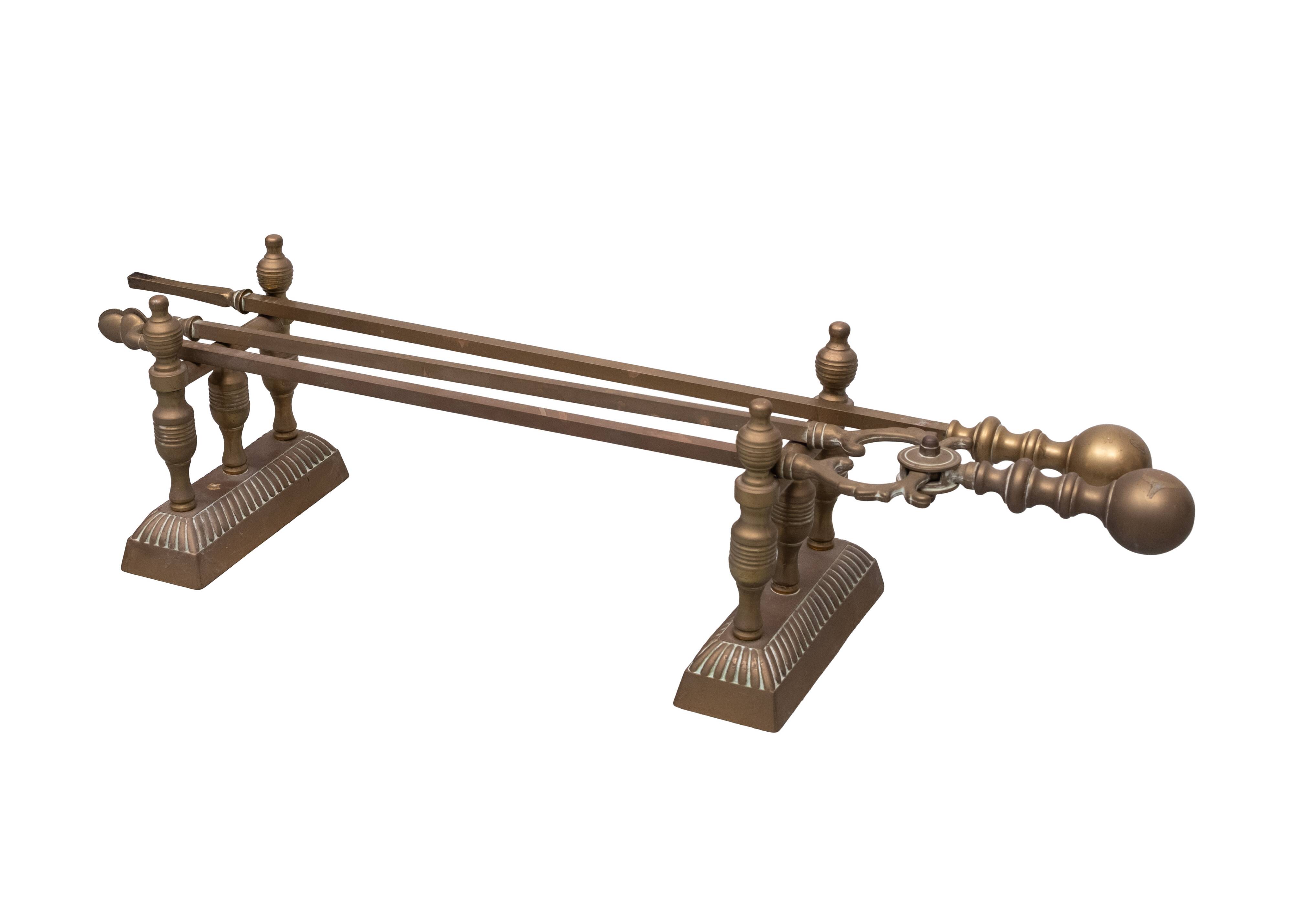 Antique Brass Fireplace Tools 19th Century