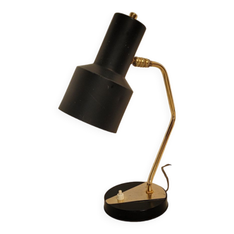 Vintage black and brass lamp from the 1970s