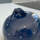 Vintage artisanal blue night ceramic butter dish in Alsatian style.