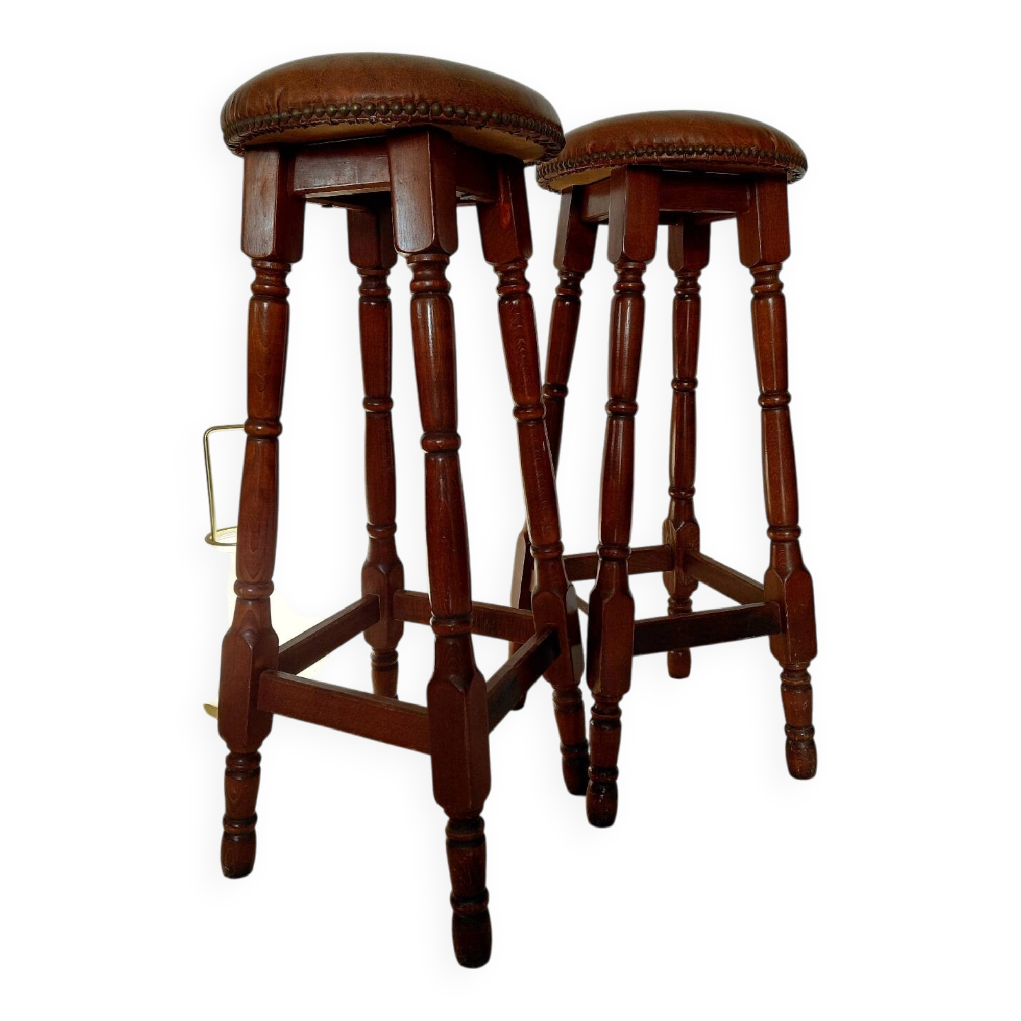 Paire tabourets bar vintage style pub anglais-75 cm
