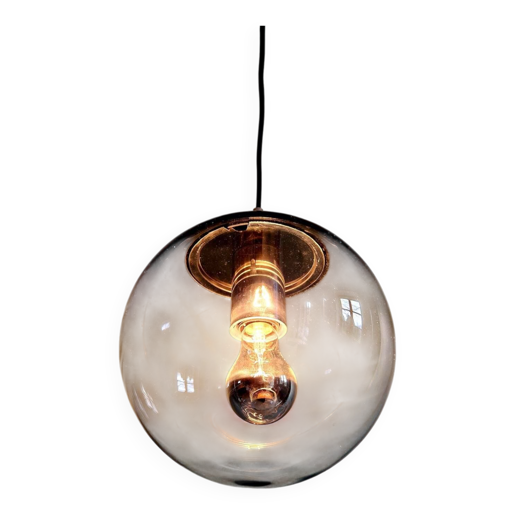 Suspension Space Age en verre fumé, Peill & Putzler, 1970