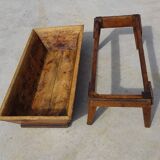 Very old solid oak dough trough with a lid and removable legs.