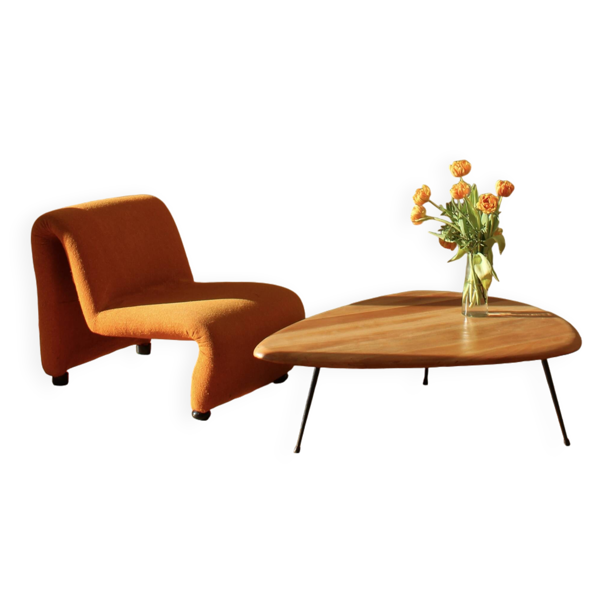 Table basse forme libre en bois massif