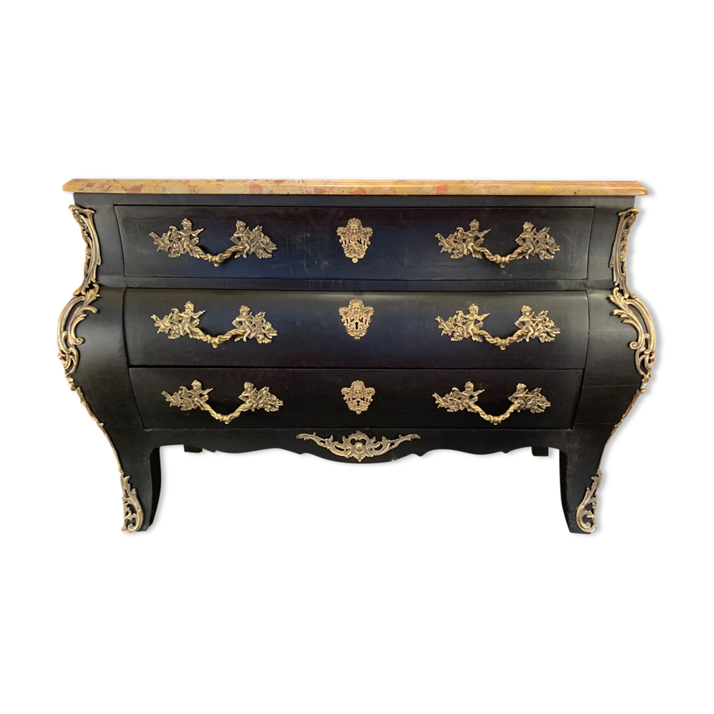 Chest of drawers tomb black patina Louis XV style