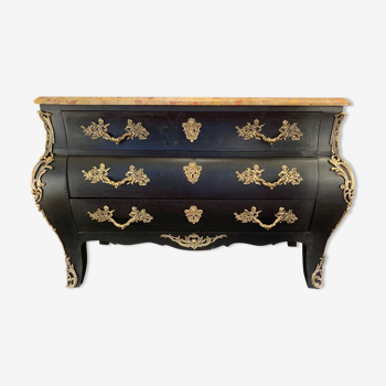 Chest of drawers tomb black patina Louis XV style