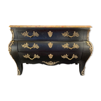Chest of drawers tomb black patina Louis XV style