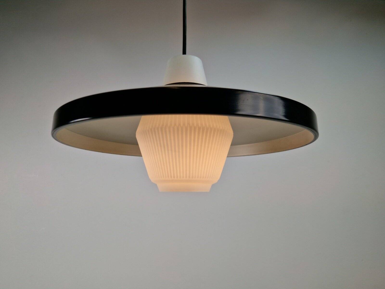 Opaline Glass Pendant Lamp attributed to Louis Kalff for Philips, 1960s